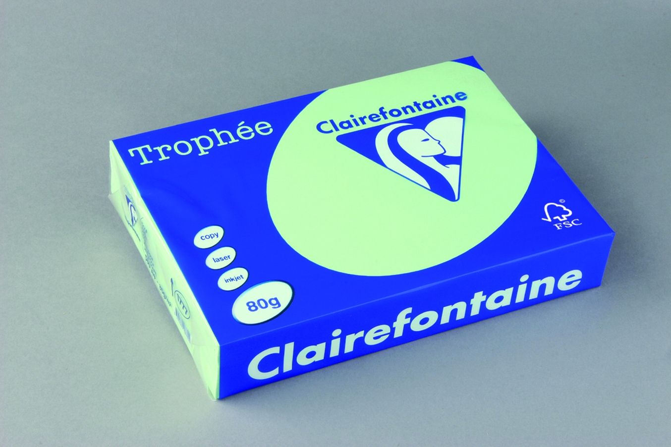 CLAIREFONTAINE CARTA A COLORI TENUI PER FOTORIPRODUTTORI TROPHEE Colore  Verde Formato cm 21x29,7 (A4)