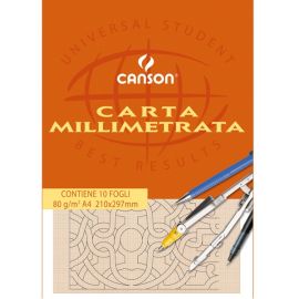 BLOCCO CANSON CARTA OPACA MILLIMETRATA F.TO A4 FF.10