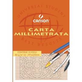 BLOCCO CANSON CARTA OPACA MILLIMETRATA F.TO A3 FF.10