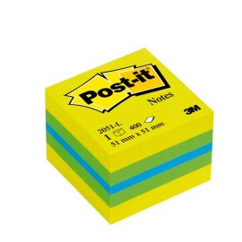 CUBO 3M POSTIT MINI MM.51X51 400 FOGLIETTI GIALLOTURCHESEVERDE