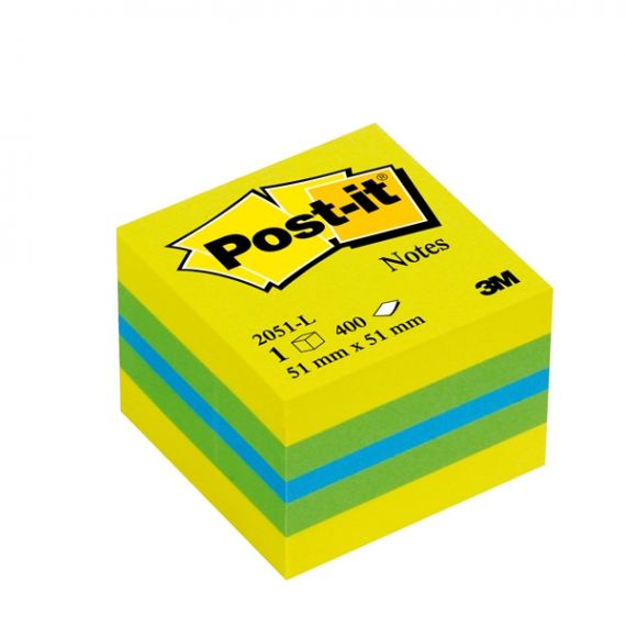 CUBO 3M POSTIT MINI MM.51X51 400 FOGLIETTI GIALLOTURCHESEVERDE