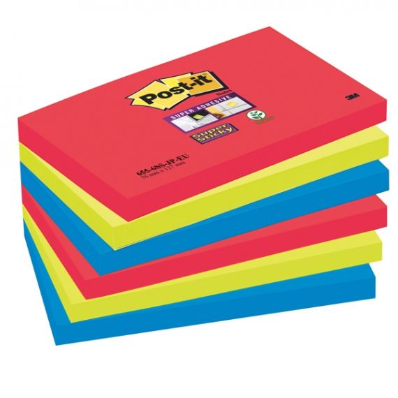 BLOCCO 3M POSTIT MM.76X127 SUPER STICKY COLORI BORA BORA 