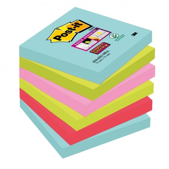 BLOCCO 3M POSTIT MM.76X76 SUPER STICKY COLORI MIAMI 