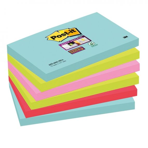 BLOCCO 3M POSTIT MM.76X127 SUPER STICKY COLORI MIAMI 